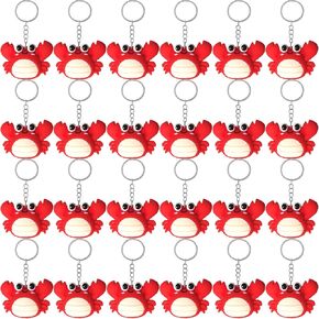 24 Pcs Rubber Crab Keychains Bulk, Cute Crab Keychains Hanging Ornaments For Keys, Backpack, Classroom Gifts, Crawfish Boil Party Supplies