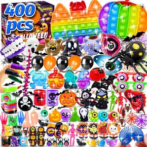 400PCS Halloween Party Favors for Kids,Halloween Treat Bag Fillers,Bulk Halloween Toys ,Halloween Treasure Box Toys, Halloween Goodie Bag Stuffers,Carnival Prize Toys Classroom Reward