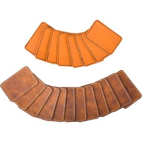 60 Pcs Blank Leatherette Hat Patches and Adhesive Laser Artificial Leather Rectangular Patches，Artificial Leather Patches for Hats Custom Fabric Repair Seam Laser Supplies (Brown，3 x 2 Inches)