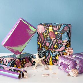 Capesaro Mermaid Wrapping Paper Roll - 17 Inch X 120 Inch Per Roll - 3 Different Design Gift Wrap Paper for Girls,Kids,Birthday, Baby Shower