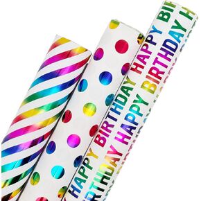 Capesaro Mermaid Wrapping Paper Roll - 17 Inch X 120 Inch Per Roll - 3 Different Design Gift Wrap Paper for Girls,Kids,Birthday, Baby Shower