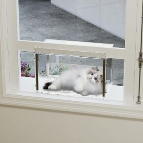 Sumerflos Acrylic Cat Window Catio - Cat Window Box Outside Enclosure for Sunbathing, Napping & Overlooking, Eases Cat Anxiety & Depression Saves Floor Space