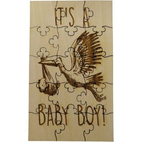 What Am I? Baby Reveal Riddle Puzzle - 15 Piece Basswood Jigsaw Puzzle 5.75" x 3.5" Fun Put Together Surprise Pregnancy Announcement