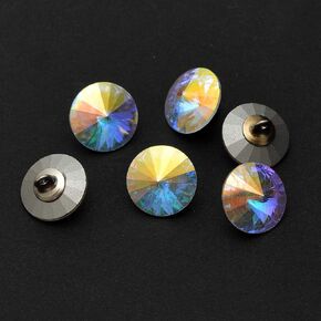 10-pcs 11mm Austria Crystal 1122 Rivoli Button with Shank, SW-1122BT (Crystal AB)