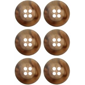 Mibo 6pcs Polyester Rod Horn Button - 4 Hole - Wide Dome Rim - 32L(20mm) - Tan - Matte Finish