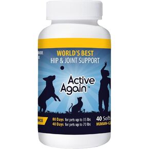 Active Again Hip and Joint Support Supplement for Dogs - Advanced Joint Supplement, Natural Formula, Arthritis Relief & Long-Term Joint Health & Mobility Supplement, 80 Capsules