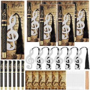 Spakon 6 Set Music Appreciation Gifts 6 Inspirational Music Themed Pens 6 Metal Bookmarks and 6 Cards Graduation Party Favors Classroom Awards for Choir Teacher Student Musician Lover Studio Club