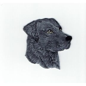 Black Lab - Head - Dog - Pets - Labrador Retriever - Embroidered Iron on Patch