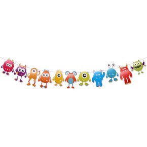 Little Monster Banner for Monster Theme Birthday Party Decorations, Baby Shower Party Supplies, Cartoon Monster Garland