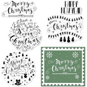 Christmas Background Clear Stamps for Card Making Christmas Tree Background Rubber Stamps Winter Christmas Transparent Silicone Seal for Gift Card DIY Scrapbooking Embossing Craft Supplies