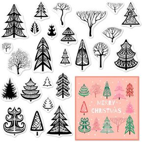 Christmas Background Clear Stamps for Card Making Christmas Tree Background Rubber Stamps Winter Christmas Transparent Silicone Seal for Gift Card DIY Scrapbooking Embossing Craft Supplies in Kuwait