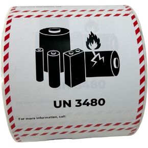 ملصق ببطارية ليثيوم أيون - ملصقات ورقية عالية اللصق مقاس 4 × 4 بوصة (UN 3481) 500 ملصق/لفة in Kuwait