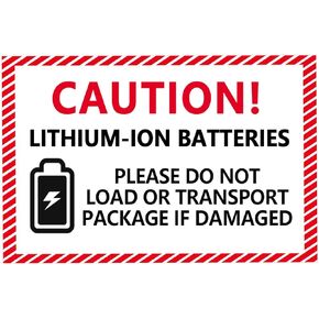 Caution Lithium Ion Battery Adhesive Stickers,Shipping Warning Label 3x2 Inch,300 Pcs Per Roll