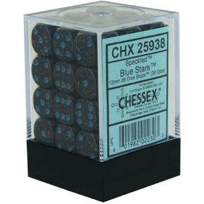 DND Dice Set-Chessex D&D Dice-12mm Speckled Blue Stars Plastic Polyhedral Dice Set-Dungeons and Dragons Dice Includes 36Dice - D6, Various (CHX25938)