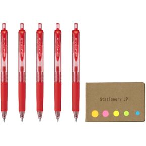 Signo RT Retractable Gel Ink Pen, Rubber Grip, Micro Point 0.38mm, Red Ink, 5-Pack, Sticky notes Value Set