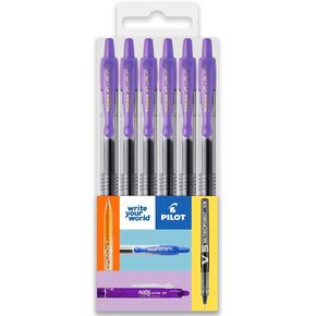 Pilot G-2 Retractable Gel Ink Rollerball Pens - 0.7mm Nib Tip - Pillow Pack Set of 6 - Violet Ink