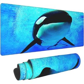 Large Mouse Pad Mat, Orca Killer Whale Swimming Desk Mat XXL Extended Gaming Mouse Pad, Non-Slip Laptop Computer Keyboard Mouse Mat for Office PC, 31.5 x 11.8 Inch