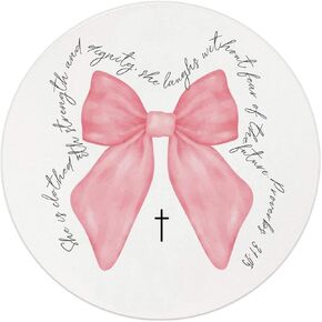 QUICQOD Coquette Pink Bow Mouse Pad,Girly Trendy Preppy Round Mouse Pad,Teen Girl Gifts,Aesthetic Non-Slip Rubber Base Mousepads for Home Office Dorm Desk Decor,8.7 x 8.7 Inch