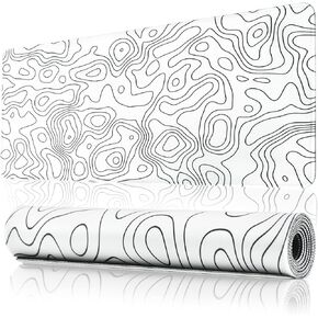 Large Topographic Map Gaming Mouse Pad Mat with Stitched Edge Non-Slip Rubber Base Washable Resilient for Laptop Table Desk Keyboard Mouse Pads Mats Accessory(11.8x23.6x0.12 Inches) (Large)