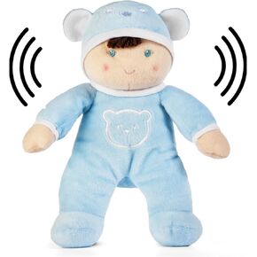 Genius Baby Toys Baby Boy Doll - My First Boy Baby Doll in Blue with Rattle, No Hard Parts, Made for Hugs and Cuddles, Unique Baby Doll Boy for Baby Showers and New Parents