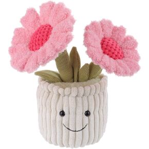 لعبة قطيفة على شكل نبات عباد الشمس الناعمة من خروف المشمش، وعاء زهور وردي محشو، لعبة Kawaii Plushie للأطفال، 9 بوصة