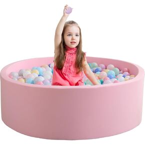 Ball Pit for Toddlers 35.43''x11.81 Baby Ball Pit Soft Memory Foam Ball Pit Round Kids Ball Pit Indoor and Outdoor Game Kids Play Ball Pool Ideal Gift for Girls and Boys (Grey, NO Balls)
