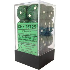 DND Dice Set - Chessex D&D Dice - 16mm Speckled Recon Plastic Polyhedral Dice Set-Dungeons and Dragons Dice Includes 12 Dice – D6