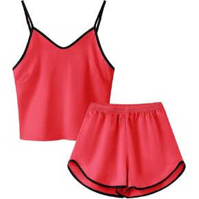Schbbbta Girls & Women Silk Pajamas Set Satin Camisole Sleepwear 2 Piece Pjs, 3 Years - Women XXL
