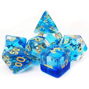 Bescon Crystal Blue 7-pc Poly Dice Set, Bescon Polyhedral RPG Dice Set Crystal Series in Kuwait