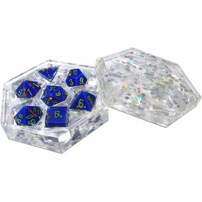 DND Dice Set Polyhedral, IDTQ Dungeons and Dragons Purple Dice Set RPG MTG Table Games 7-Die Resin Sharp with Acrylic Starlight Accent Box (Cats-Red)