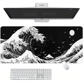 Gaming Mouse Pad, Large Non-Slip Rubber Base Mousepad, Large Mouse Pad for Desk, Keyboard Mouse Mat, Black Mouse Pad, Extended Contour Mouse Mat for Home and Office (C)