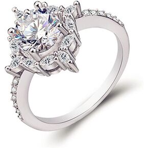 Sterling Silver CZ RingZircon RingImitation diamond ringCrystal wedding ringNew 925 Silver White Sapphire Birthstone Engagement Wedding Jewelry Ring (US Code 5-11)