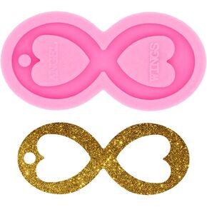 Shiny Glossy Infinite Heart Hollowout Shape Keychain Silicone Mold with Hole Candy Crystal Mold Necklace Epoxy Jewellery Silicone Mold Resin Crafting Molds for Valentine Day' Gifts