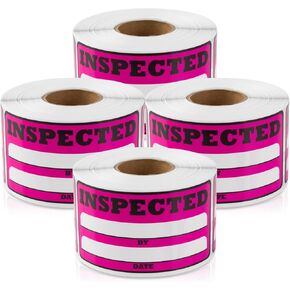 Inspection Stickers - 3"x1.5" Rectangular Inspection Labels in Bright Yellow - Writable Space By & Date for Inventory Quality Control Warehouse Shipping Handling Strong Adhesive [1200 Labels per Roll]