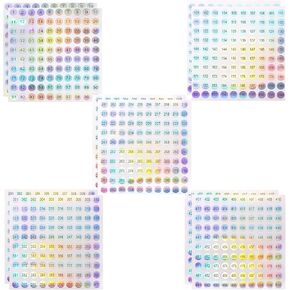Mini Skater 20 Sheets 1 to 500 Consecutive Laser Number Stickers Round Self Adhesive Reflective Inventory Storage Organizing Labels Sticker 2/5 Inch for Nail Polish Bottle Lipstick