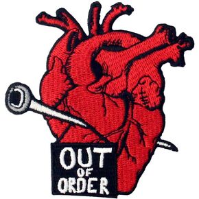 My Heart is Out of Order Patch Embroidered Applique Badge Iron On Sew On Emblem