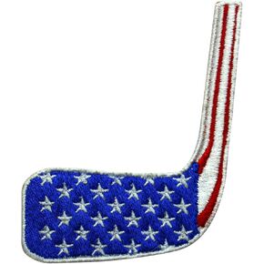 Hockey Sticks Patch, Hockey USA Flag Patch Embroidered Iron on Sew on Patch Badge for Clothes etc. 9x6.5cm