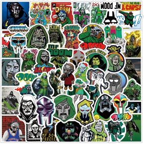 MF Doom Stickers 62pcs American Hip hop Artists Decals Aesthetic Waterproof Vinyl Pack Stickers for Water Bottle Laptop Cup Adults Phone Skateboard DIY Party