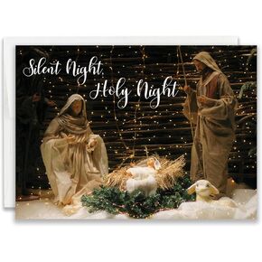 JBH Creations Religious Nativity Christmas Card with Scripture - Pack of 24