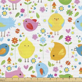 Ambesonne Teal Fabric by The Yard, Abstract Wave Design with Colorful Design Ocean Themed Marine Pattern Printed, Decorative Fabric for Pillow Shams Curtains and DIY Costumes, 1 Yard, Mint Green Blue