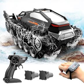 Mostop RC Tank Car, Amphibious Remote Control Car, Water and Land Stunt Car Toy with Gesture Sensing, Off-Road Rock Crawler Waterproof RC Monster Truck Kids Pool Toys RC Boat Gifts for Kids