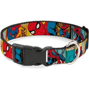 Buckle-Down Dog Collar Plastic Clip Spider Man Comic Strip, Multi Color, 1" Wide - Fits 15-26" Neck - Large (DC-BKSR-WSPD009-1.0-L)