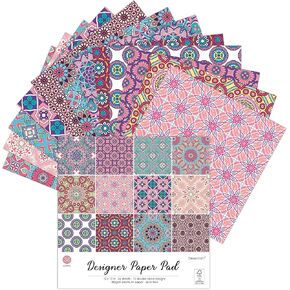 Mandala Pink12x12 Paper Pad Pack Scrapbook Cardstock Decorative Paper for Valentines Day Card Making Journaling Planner Origami Scrapbook Paper Scrapbooking Supplies