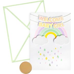 GIFTING GIGGLES Card for Baby Girl | New Baby Congratulations 3D Pop Up Card - For New Parents or Grandparents | Gender Reveal, Granddaughter, Niece, Daughter | Comes w/matching Envelope and seal