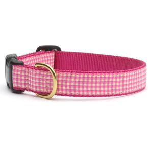 Up Country Pink Gingham Dog Collar, X-Small (6 to 12 inches) 5/8 inch Narrow Width
