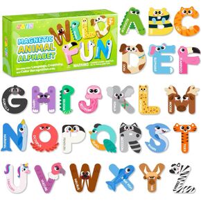 JOYIN Cute Magnetic Letters, 26 Alphabet Fridge Magnets for Toddlers & Kids, Wooden Letters, Animal Educational Toys, Large Size Preschool ABC Spelling Learning Toys for Kids in Saudi Arabia
