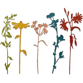 Sizzix Thinlits Die 665221 Wildflower Stems #3 by Tim Holtz 5 Pack, Multicolor