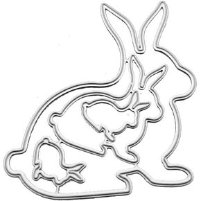 Silver Rabbit Cutting Dies Easter Bunny Metal Craft Dies Embossing Stencil Template for DIY Scrapbooking Card Making Paper Card Album Decoration,Die-Cutting and Embossing,Scrapbooking