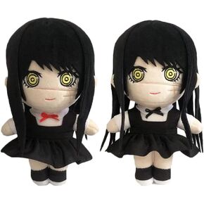 JCvCX Black Hair Girl with Bow tie Plush Toy Anime Plush Figure Stuffed Plushies Plush Doll Soft Plush Pillow