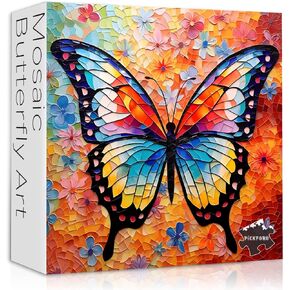 Butterfly Puzzles for Adults 1000 Pieces, Flower Puzzle Butterfly Mosaic Puzzles Aesthetic Art Hard, Colorful Impossible Challenging Jigsaw Puzzles